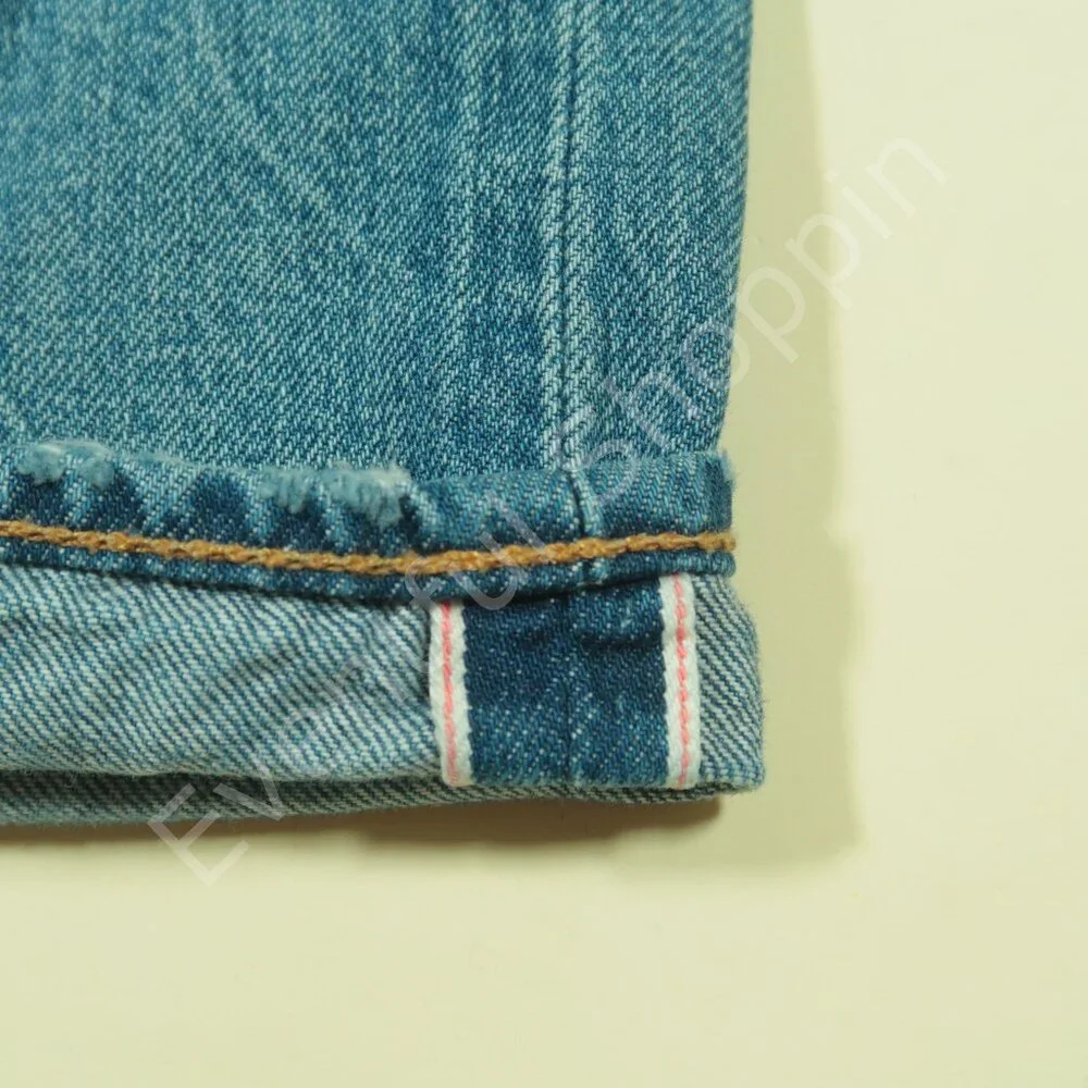 Levis 501 CT Selvedge Jeans Mens 32 Blue Ripped Patched Repaired Denim